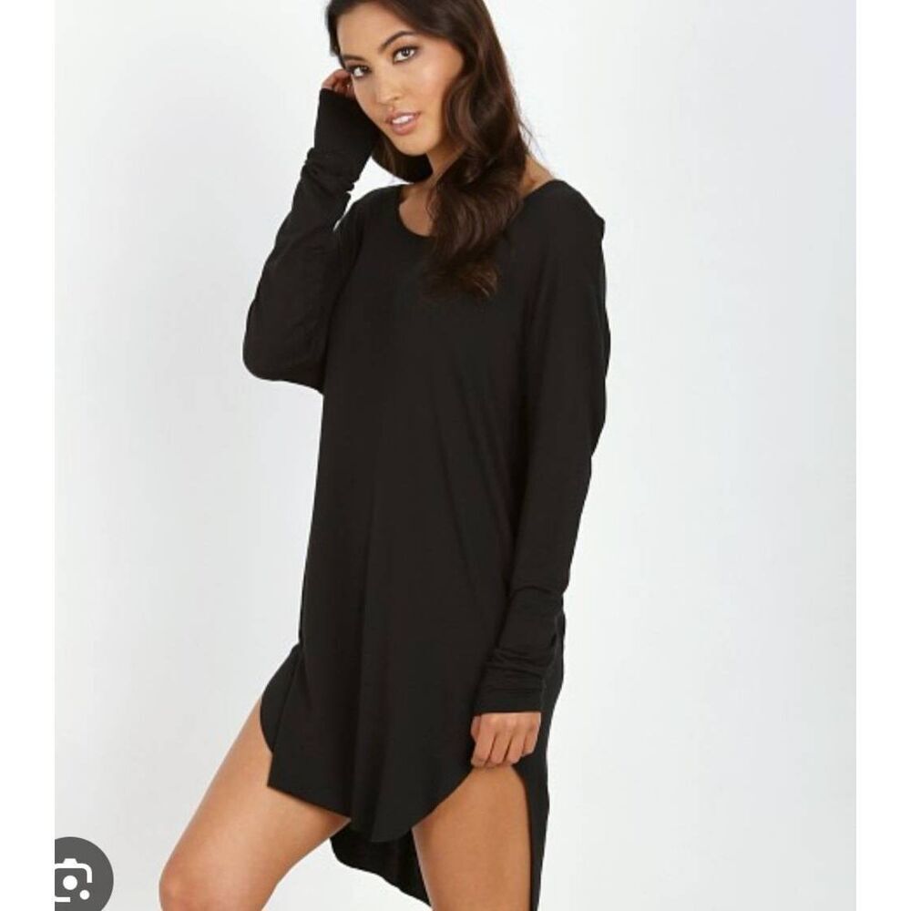 Joah Brown Nightingale Long Sleeve Tunic Dress Black One Size